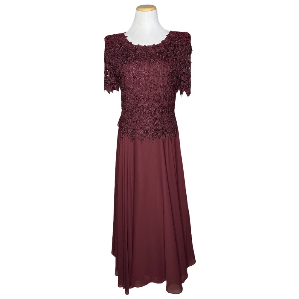 Formal Burgundy Lace Detail Dress